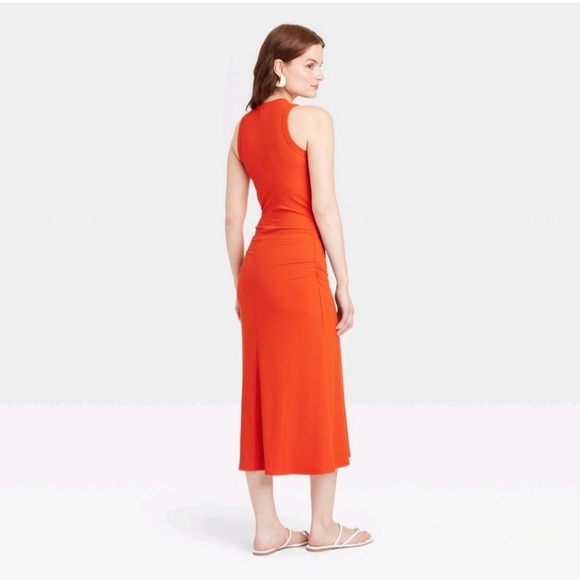 Women's Rib Knit Midi Bodycon Dress - A New Day Red - Picture 2 of 3